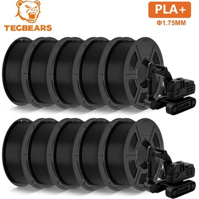 10KG TECBEARS PLA+ Filament 3D Printer Bundle 1.75mm PLA Plus Filament Black