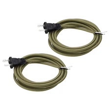 2 Pcs 8Ft 18/2 Cloth Covered Lamp Cord with Plug Linen Color