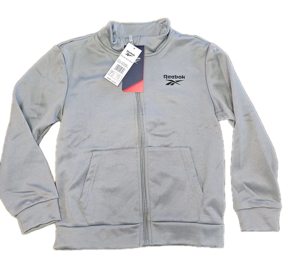 New Reebok Boys Zipup Tracksuit Size 8 Gray With Black Stripe  - Image 3 of 4