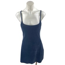 Short Stories Blue Velvet Velour Sleeveless Cami Camisole Mini A-Line Dress S