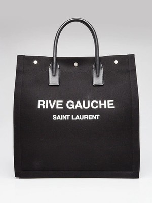Yves Saint Laurent Black Canvas Rive Gauche North/South Tote Bag