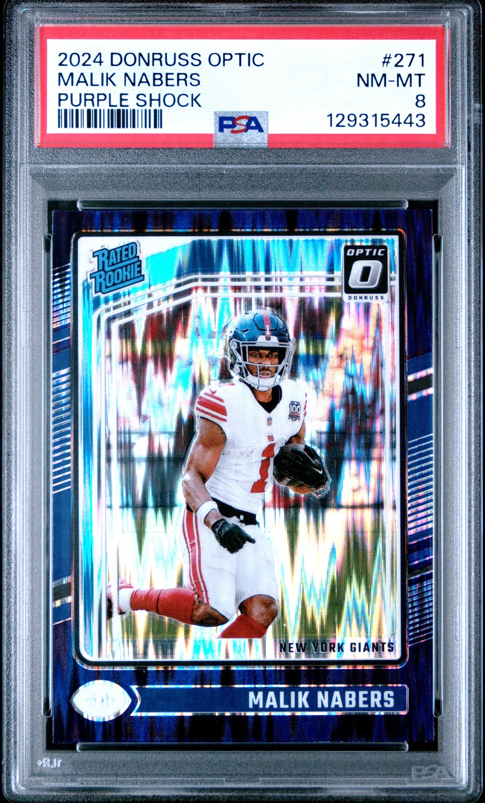 2024 PANINI DONRUSS OPTIC PURPLE SHOCK #271 MALIK NABERS PSA 8