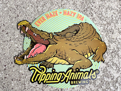 Tripping Animals Brewing ALLIGATOR BEER Sign Tin Tacker 21''X18'' MIAMI FLORIDA