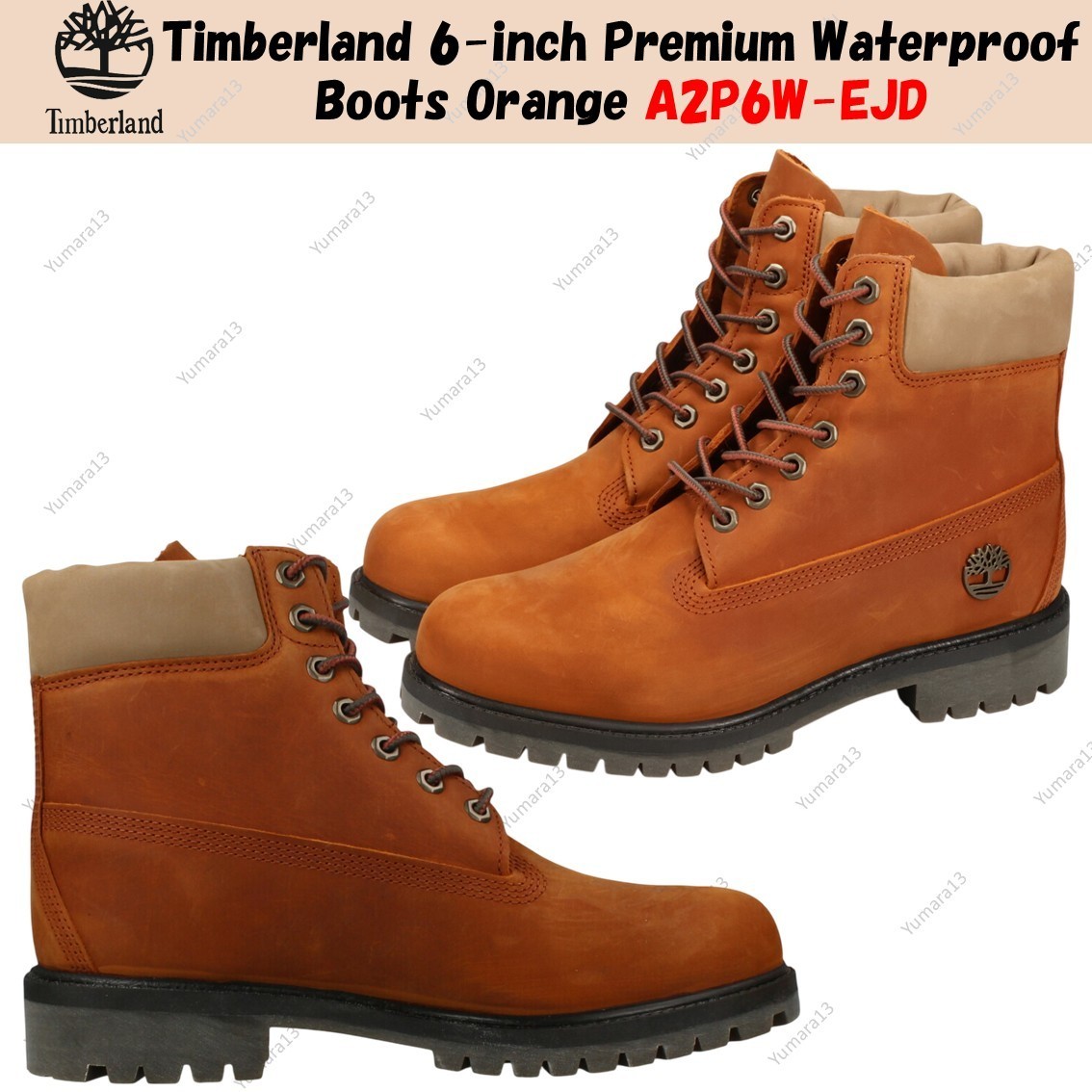 Timberland 6-inch Premium Waterproof Boots Orange A2P6W-EJD Men's