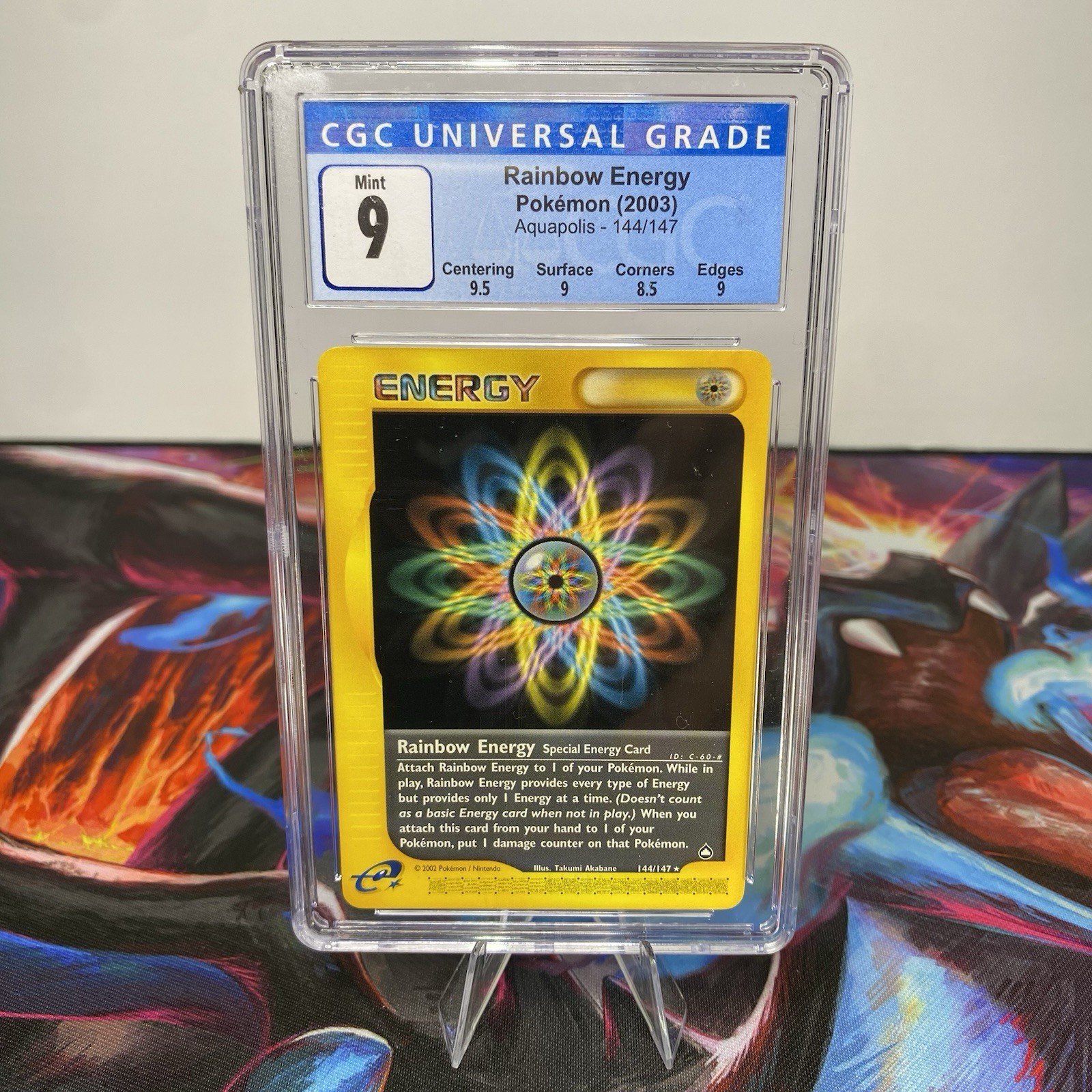 Rainbow Energy Common Aquapolis (2003) CGC Grade Mint 9 Pokemon Card 144/147