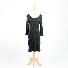Chanel Stretch Ruched Dress Rayon Nylon Black Size 38 Chest 16.1 in