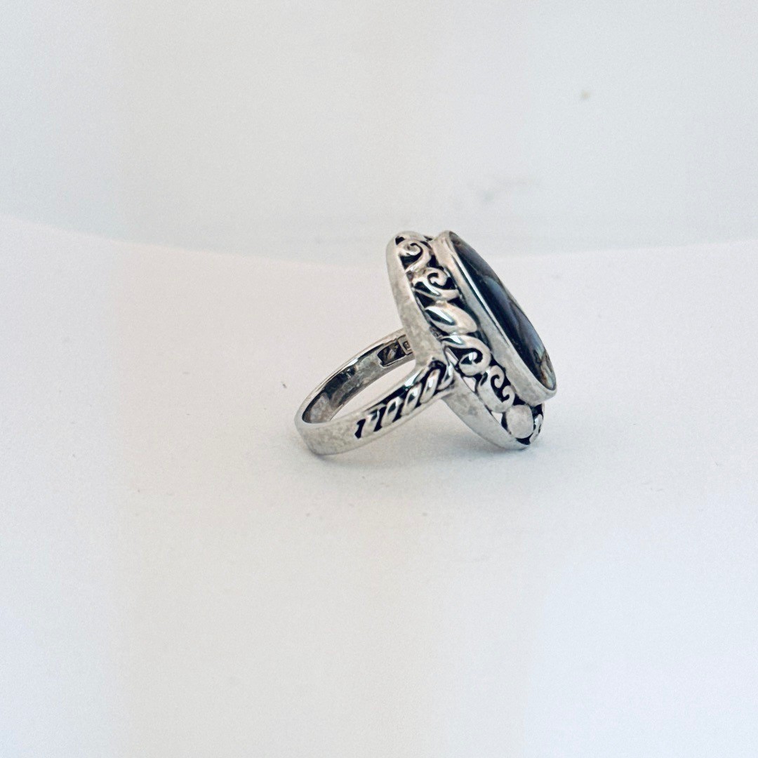 Vintage Abalone Shell Ring Size 8 Solid 925 Sterl… - image 3