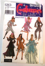 Simplicity 5363 Fairy, Gypsy, Princess, Zombie, Pirate, Pocahontas Sz 6-12 UNCUT