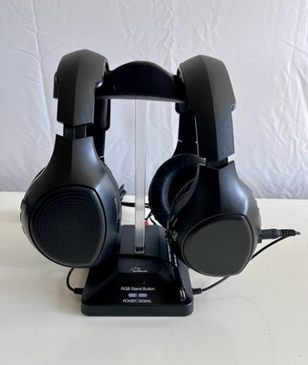 WallarGe Dual Wireless Headphones for TV Watching w/ RF Transmitter, Black HP005
