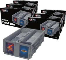6 BCW Plastic Card Box Bins - Trading Gaming Sport Toploader Magnet Safe Storage