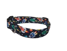 Wet Nose Designs Cosmic Rocketman Dog Collar Retro Rockets Outer Space Stars #2
