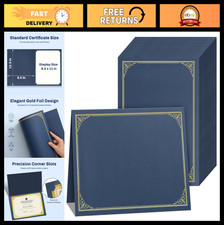 60 Pack Blue Certificate Holders with Gold Foil Border - 8.5x11 Diploma Covers