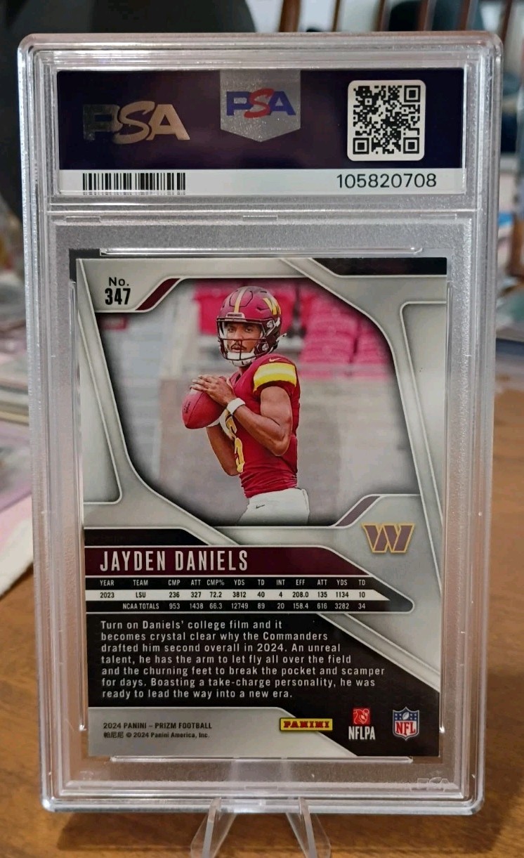 2024 Panini Prizm - Rookies Jayden Daniels #347 (RC) PSA 9 view 2