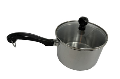 2 Qt Farberware Impact Bonded Stainless-Steel Pot Pan with Glass Lid Even Heat