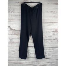 St John Sport Pants Women's Large Black Wool Blend Sequin Trim Drawstring Lounge