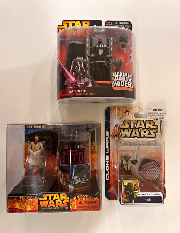 Star Wars Vader Obi-Wan Kenobi Yoda Action Figure Lot Clone Wars Vintage Toys