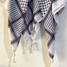               -Authentic Palestinian Keffiyeh Scarf Black  White Traditional