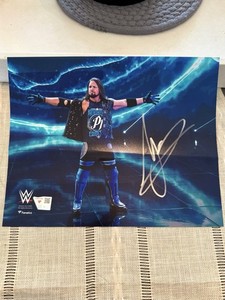 WWE AJ Styles Fanatics Signed Autograph 8x10 Entrance With Arms Out