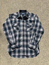 Vintage 70s Pendleton High Grade Western Wear Wool Shadow Plaid Pearl Snap Men M