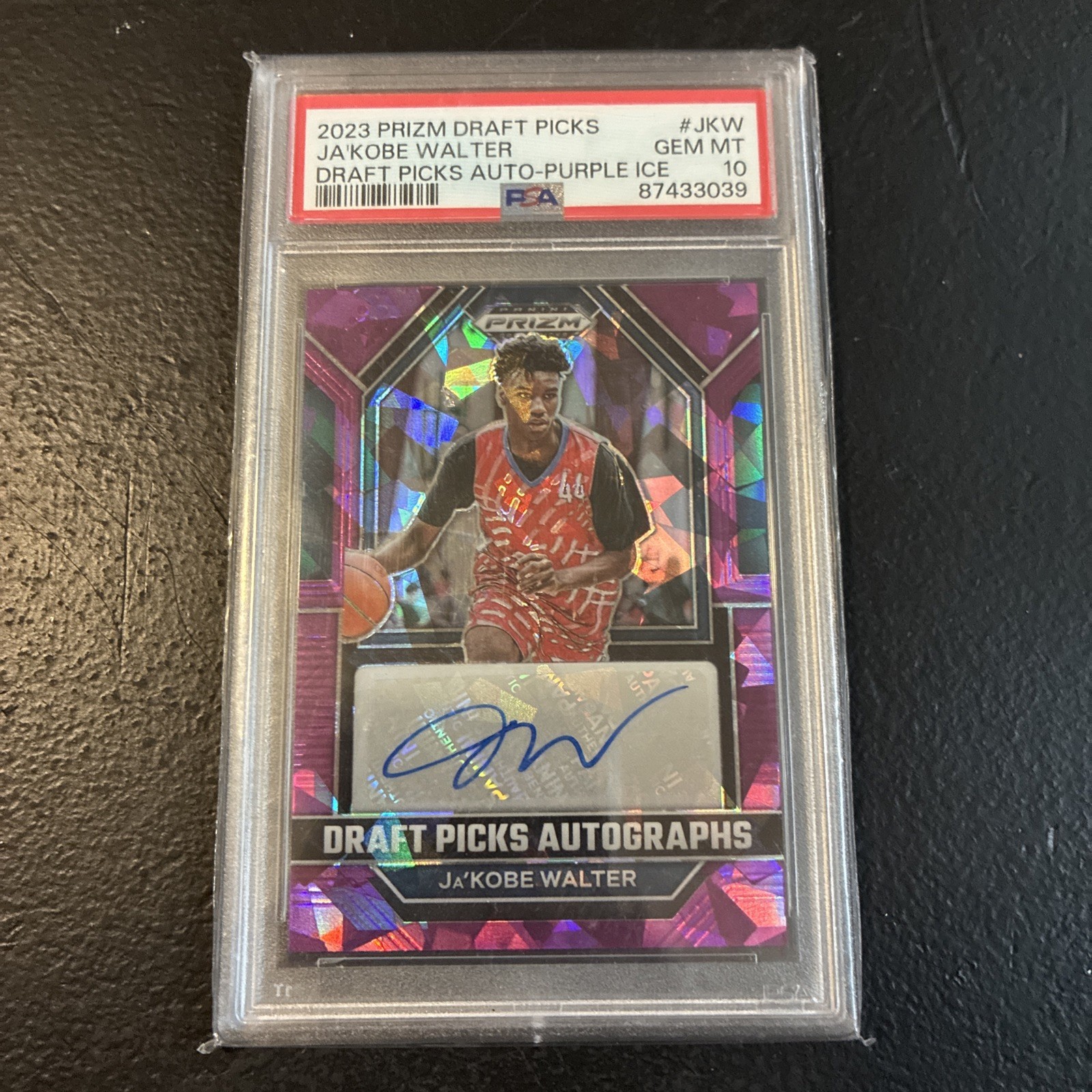 2023 Prizm Draft Picks Ja’Kobe Walter Auto Purple Ice PSA 10 Gem Mint Rookie RC
