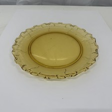 Tortenplatte Kuchenplatte  Bernstein Gelb Art D&eacute;co Pressglas