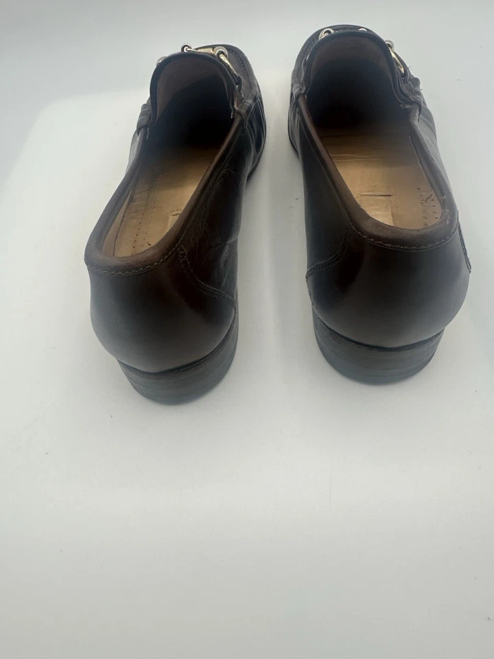 Cole Haan? Mocasines de cuero marrón dorado zapatos de punta de caballo para hombre 9N. LEER Foto 3 de 4