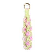 Boho Macrame Keychain Wristlet Keychain Weave Exquisite Keyring Holder Pink