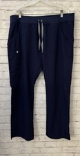 Figs Women  s XL Kade Cargo Scrub Pants Navy Blue Yoga Waistband Healthcare Work