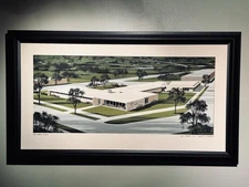Original Mid Century Modern Architectural Rendering / Fahey Medical Center