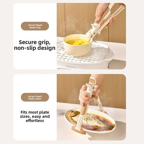 Silicone Handle Dish Gripper Non-Slip Pot Holder Clamp Bowls Tong Microwave - Picture 4 of 12