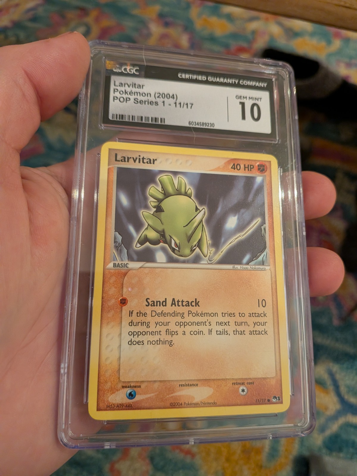 CGC 10 GEM MINT Pokemon Pop Series 1 Larvitar 11/17, 2004