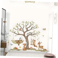 Jungle Animal Wall Stickers Big Tree Fox Sika Deer Safari Big Tree Fox Animal