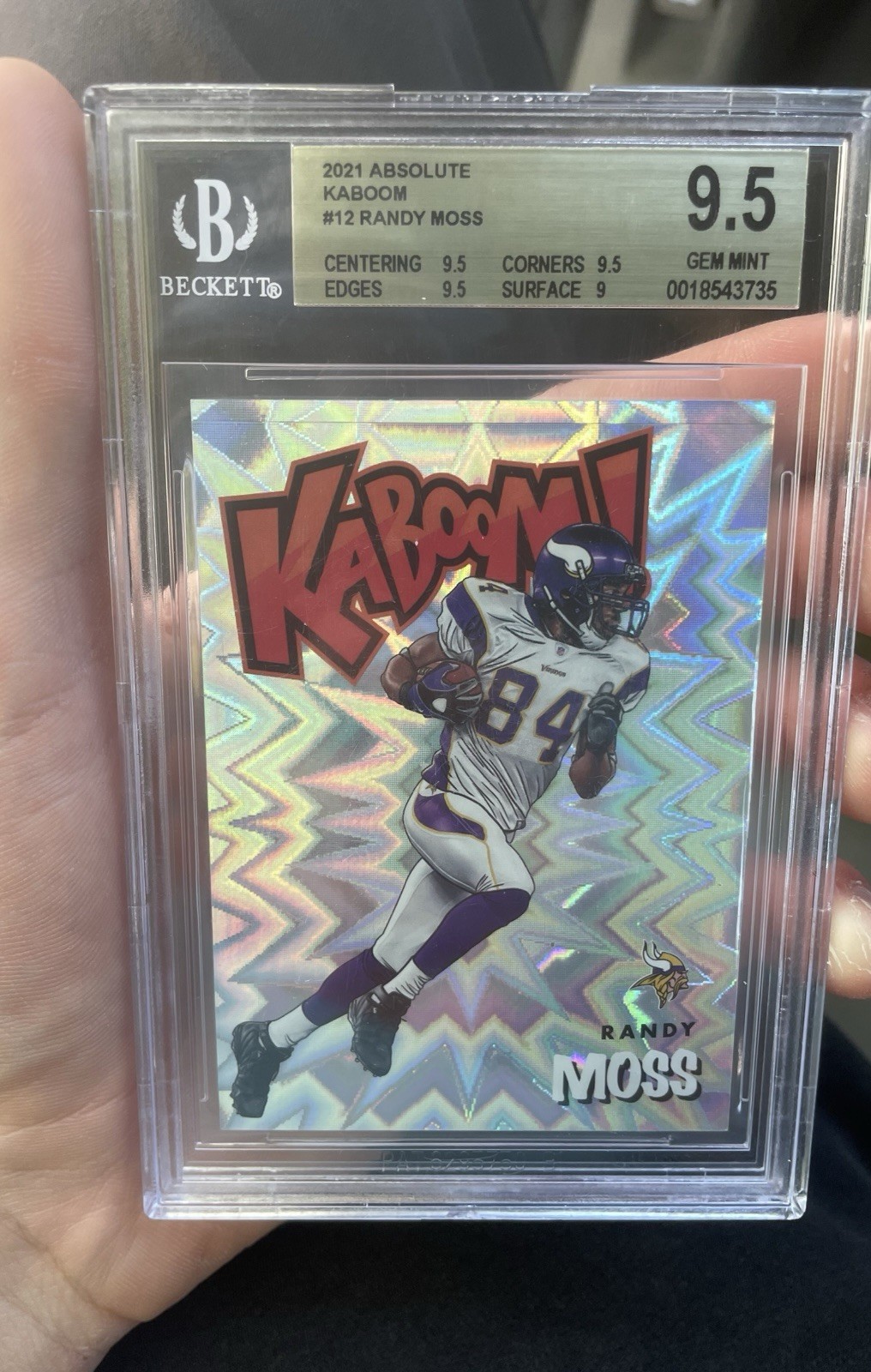 2021 Panini Absolute Kaboom! Randy Moss #K12 Beckett 9.5 Minnesota Vikings