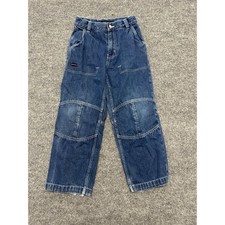 FUBU Jeans Boys Size 8 Blue Denim Wide Leg Baggy Contrast Stitch Streetwear Y2K