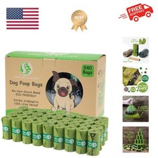 540 sacs à déchets étanches pour chiens en vert | Mélange d'amidon de maïs durable, utilisation facile