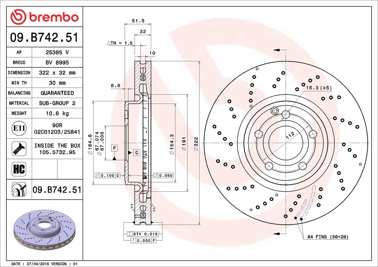 2x Brake Discs Pair Vented fits MERCEDES CLS350 C218, X218 3.5 Front 11 to 14 - Image 18