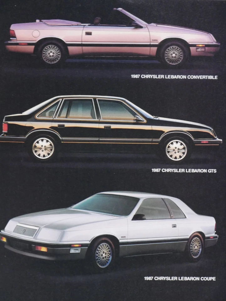 1987 Chrysler LeBaron GTS Coupe Convertible Vintage Original Print Ad 2 Page - Image 2 of 3