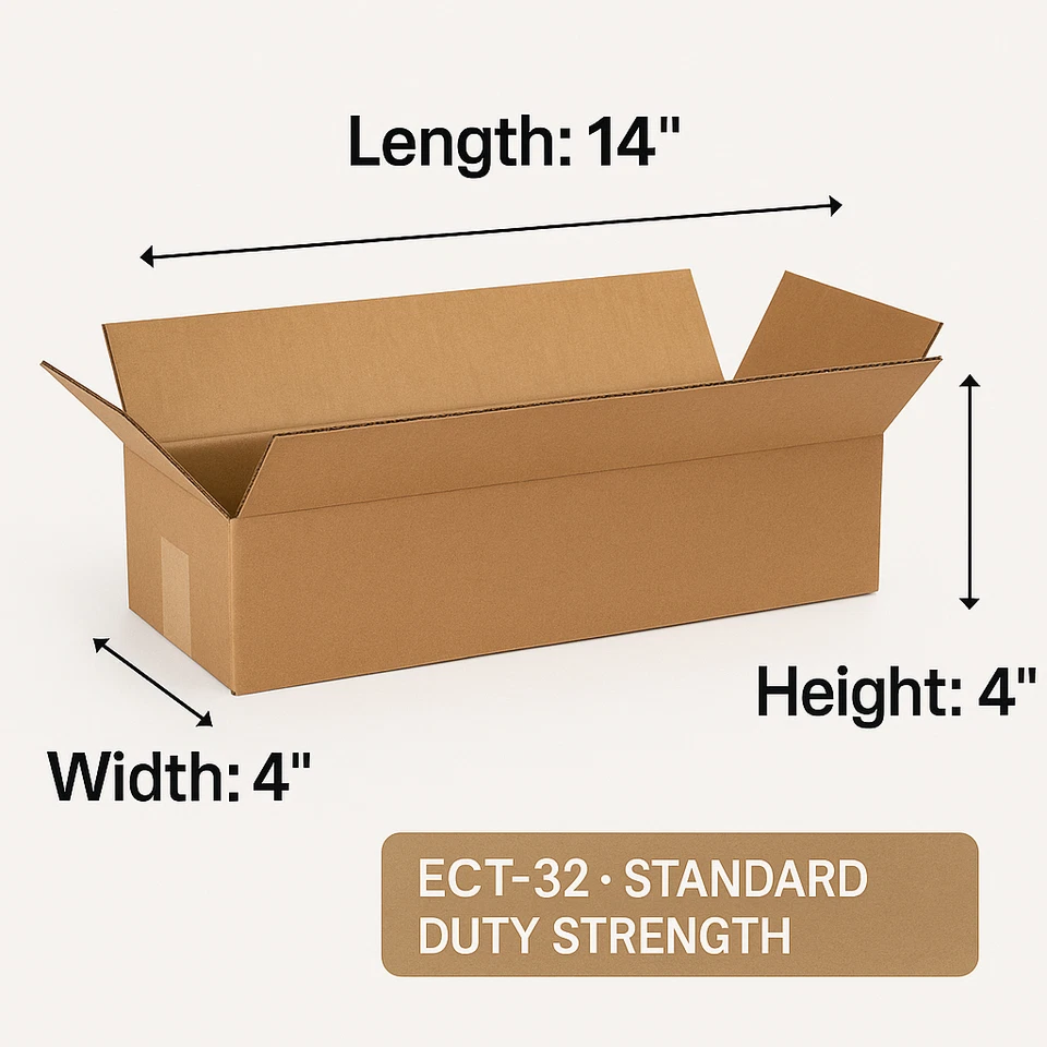 14x4x4 Long Corrugated Shipping Boxes ECT-32 Kraft RSC, Recycled Brown, 200 Pack - Image 2 of 4