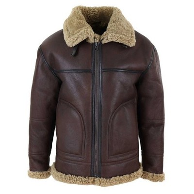Shearling Jacket Men Fur Coat RAF Pilot Aviator Jacket