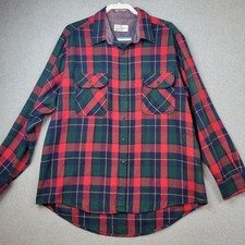 Vintage Sears Roebuck Mens Tall XL Plaid Flannel Shirt Button Up Long Sleeve