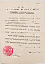 AUTHENTIC CARDINAL STEFAN WYSZYNSKI SIGNED LETTER  LATIN WITH SEAL MUSEUM PIECE