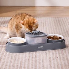 Cat Water Fountain and 2 Ceramic Food Bowls - 2 in 1 Ultra Quiet Automatic Pe...