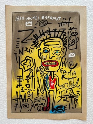 Jean-Michel Basquiat Zeichnung (handgemacht) antikes Papier signiert und...