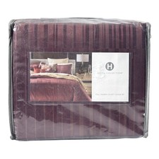 Hotel Collection Metallic Strie 3 Piece FULL / QUEEN Duvet Cover Set BORDEAUX