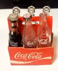 Vintage Coca-Cola Miniature 6 Pack Carton Glass Bottles Coke Mini Bottle Carrier