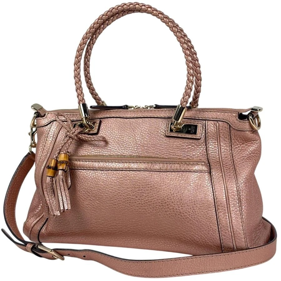 Gucci — Gucci Bella Bamboo 2WAY Leather Pink Handbag 282300 #BS2205