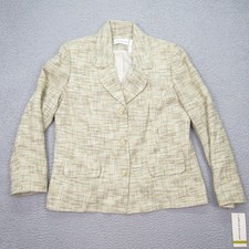Alfred Dunner Women s 14 Tweed Blazer Biege New