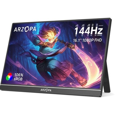 16.1'' 144Hz Tragbarer Monitor mit Einem Standfuß, 106% sRGB 1920×1080P FHD H...