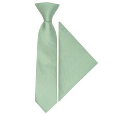 Pre Tied Sea Grass Silk Boys Tie and Pocket Square Set Age 4-7 Kids Prom Wedding