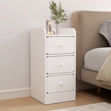 Wooden White Bedside Table Cabinets Modern Drawers Storage Bedroom Furniture